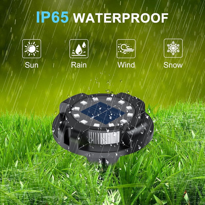 WILUX Solar Pathway Lights Outdoor 12 Packs, Bright Blue 16 LEDs Solar Ground Lights Walkway Lights with Side Light, Waterproof Solar Deck Light for Yard Walkway Garden Poolside Driveway Decorations - Image 4